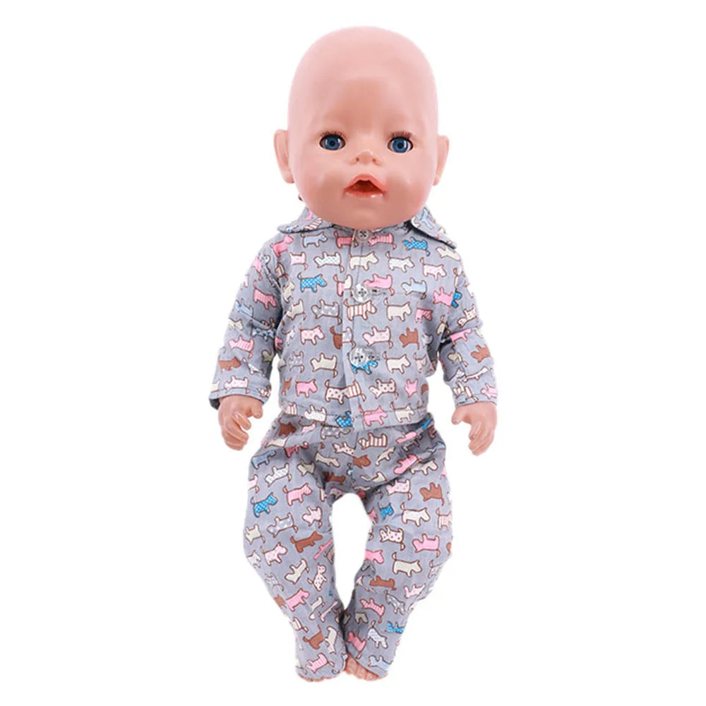 Doll Clothes Cartoon Animal Print Pajama Shirt For 18 inch American & 43Cm Reborn Baby OG Girl's Accessories Baby Clothes Gifts