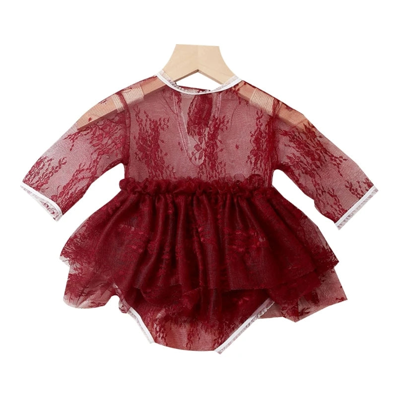 Photo-Shooting Props for Baby Girl 0-6M Infant Headdress & Tulle Tutu Jumpsuit Party Dress Photo Clothes Newborn Outfit Dropship