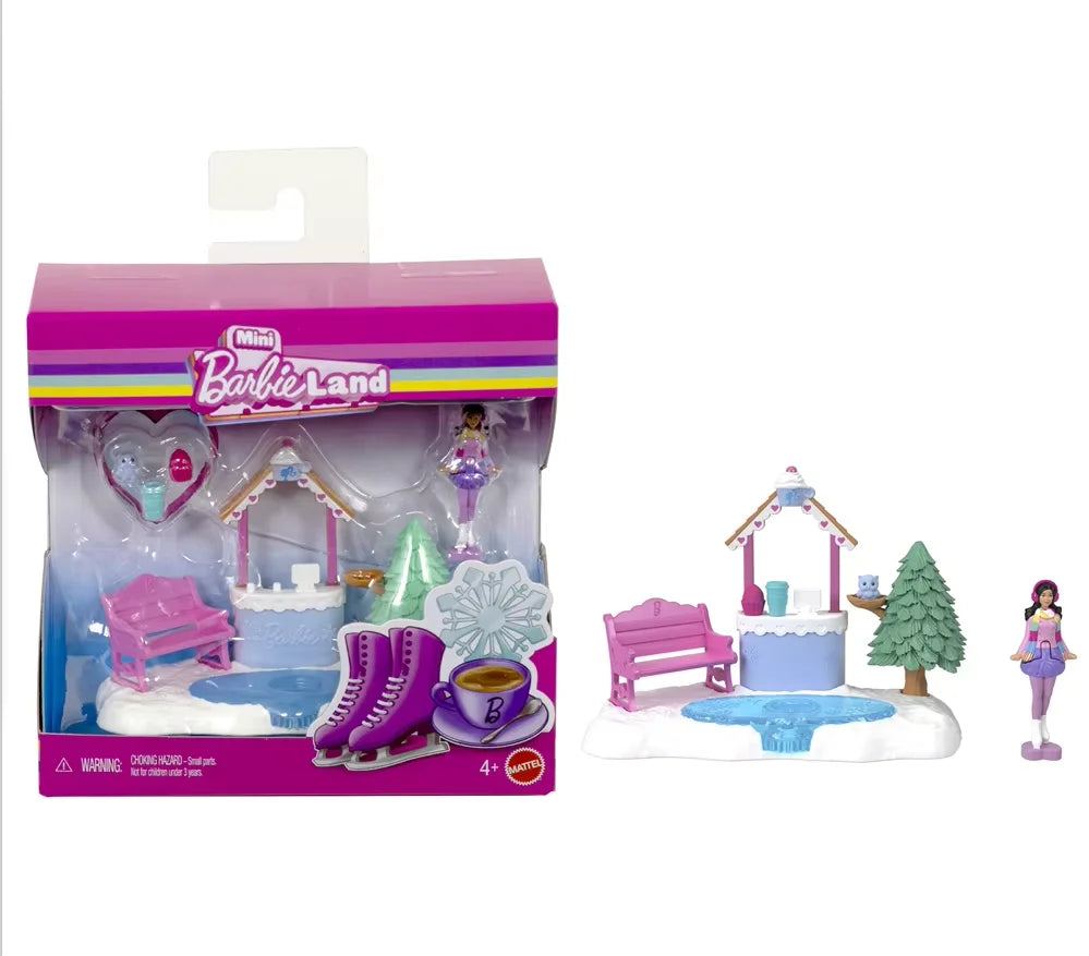 Original Mini Barbieland Doll House Hair Salon Pet Boutique Supermarket Bakery movie theater Toy For Girl Birthday Gift In Stock