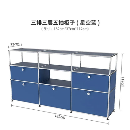 b7+  Nordic medieval cream wind small apartment display cabinet stainless steel module furniture decorative cabinet