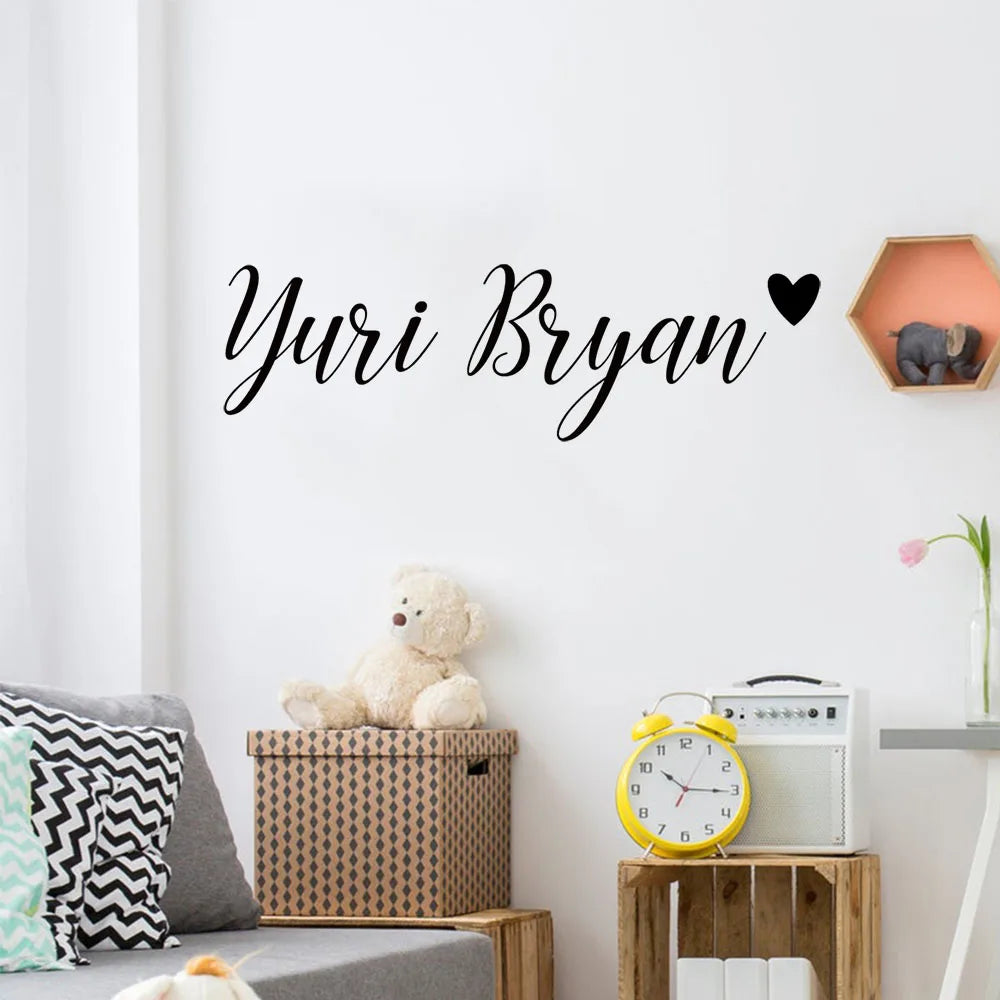 1pc Creative Customized Name Love Style Art Decor Wallpaper Wall Sticker Removable Wall Stickers Diy Wallpaper for Living Room D