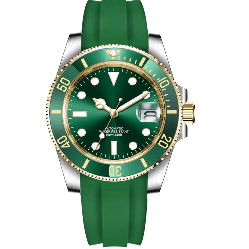 Corgeut Fashion Japan 24 Jewels NH35 40mm Yacht Watch Steel Automatic Men Watch Two Tone Gold Ceremic Bezel Rubber Band