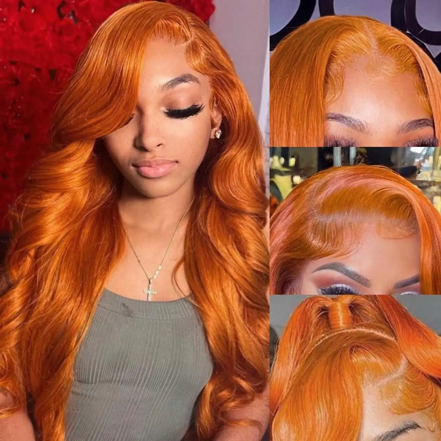 200Density 350 Ginger Orange 30inch Lace Front Wig Human Hair Wigs 13x4 HD Lace Frontal Curly Wig For Black Woman Lace Front Wig