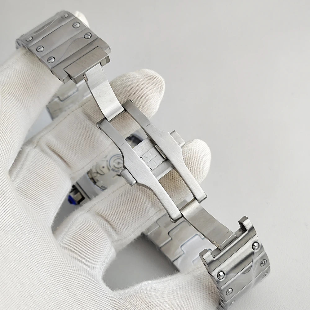 Santos series square watch automatic mechanical Roman numerals with date window men's fashion watch stainless steel watch