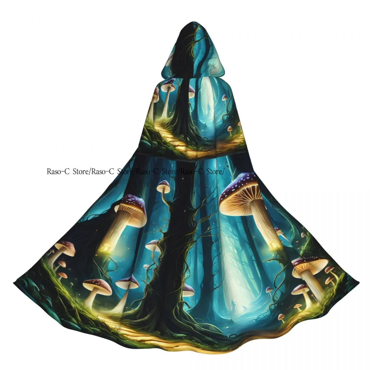 Unisex Adult Morning In The Forest Freshness Natural Environment Print Cloak with Hood Long Witch Costume Cosplay