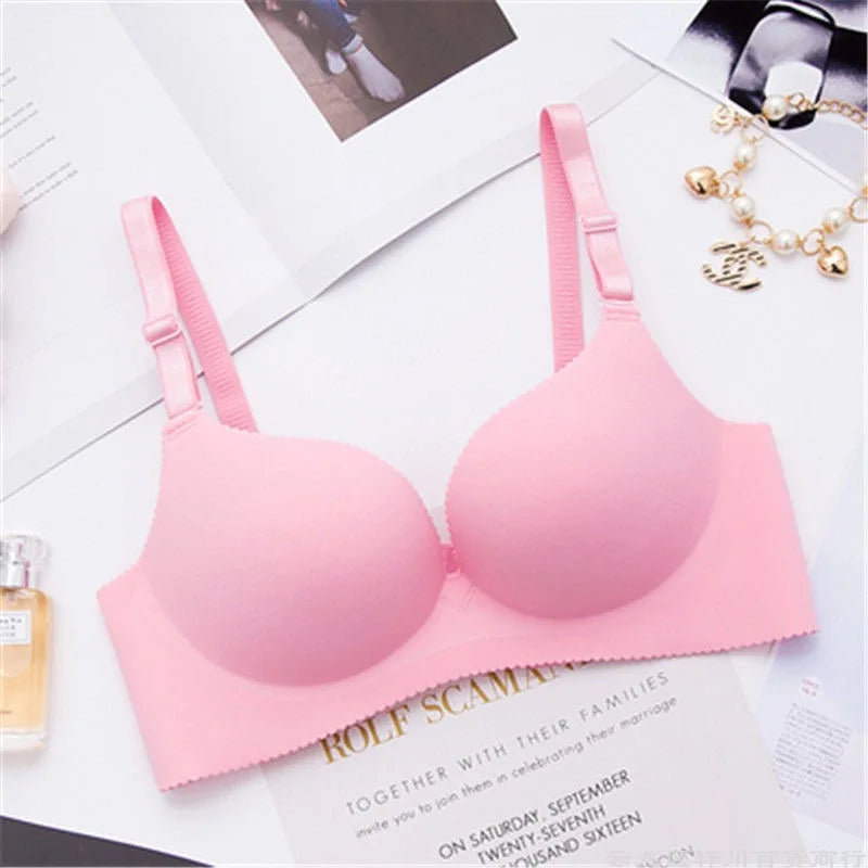 Sexy Bras for Women Pink Print Lingerie Seamless 3/4 Cup Bra Push Up Bralette Wireless Brassiere Female Underwear Intimates