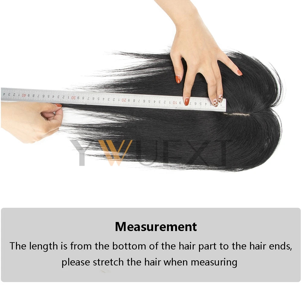 Clip In Hair Pieces Toppers 8"-12" Natural Human Hair Extensions Piece Brown Color Women With Bangs 8x12cm Base