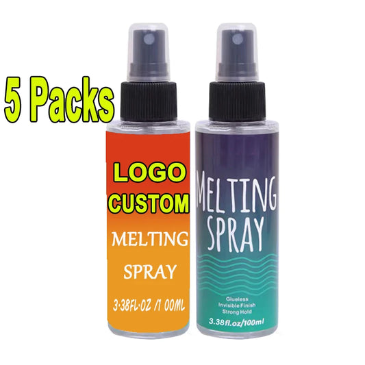 Lace Melting Spray For Lace Wigs - 5Pcs Logo Customize Wig Glue Spray - Glue-Less Hair Adhesive Spray Natural Finishing Hold