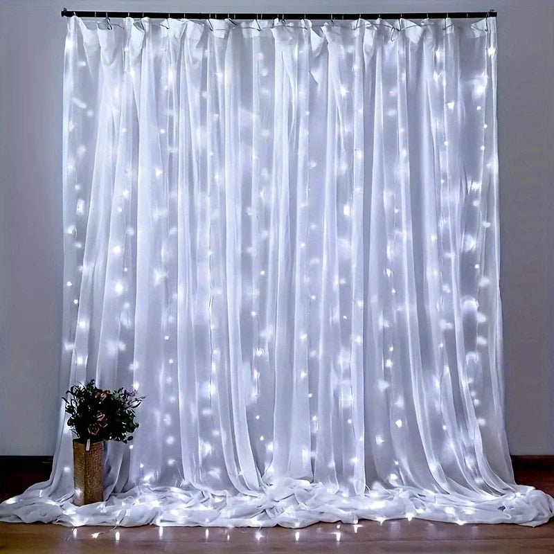 USB Plug-in Curtain LED Light String 8 Modes Holiday Christmas New Year Party Lights Home Wedding Birthday Room Decor Aesthetic