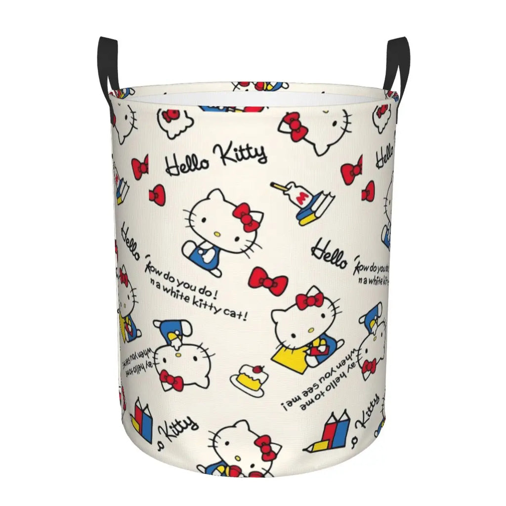 Custom Hello Kitty Laundry Basket Collapsible Large Clothes Storage Bin Cartoon Character Baby Hamper