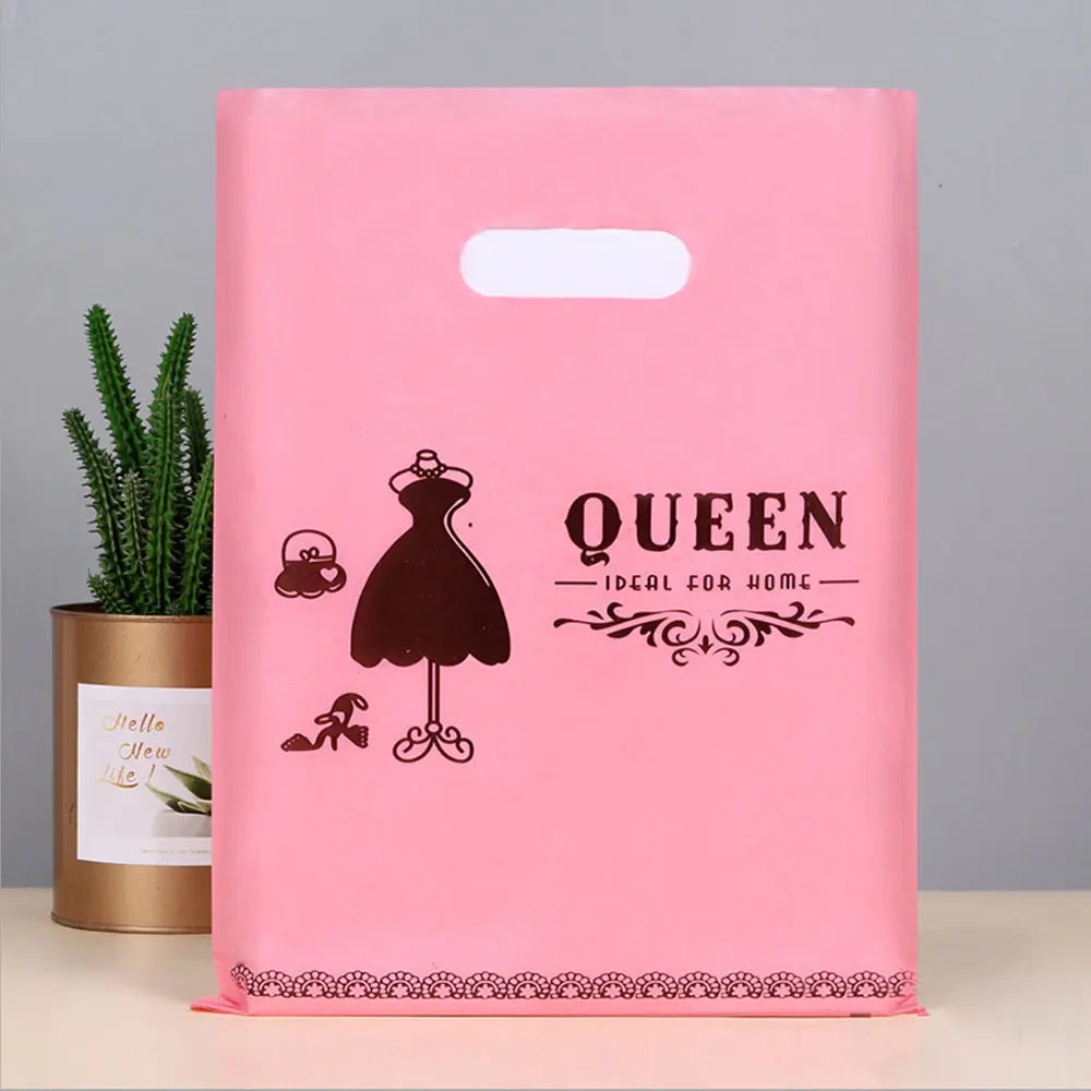 50pcs Multi Style Plastic Handle Bag 15*20cm Small Jewelry Packing Bag Party Favor Bags For Candy Cookie Gift Packaging Bag