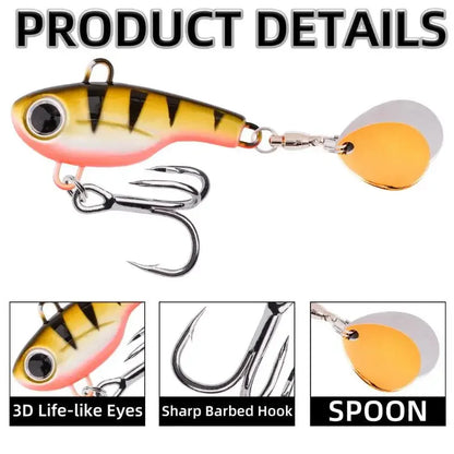 1Pc 5g 8g 11g 14g 17g 20g Spinner Bait Metal VIB Fishing Lure Rotating Tail Vibration Sequins Wobbler Trolling Bait Fishing