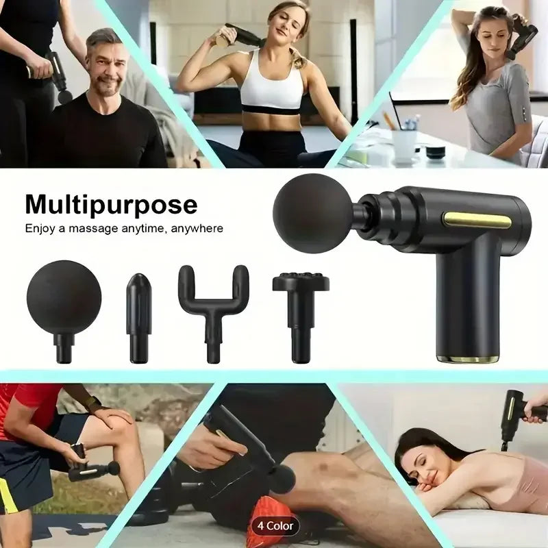 USB Mini Massage Gun Neck Grab Fascia Gun Fascial Machine Body Muscle Relaxation LCD Vibration Gun Massage Fitness Equipment