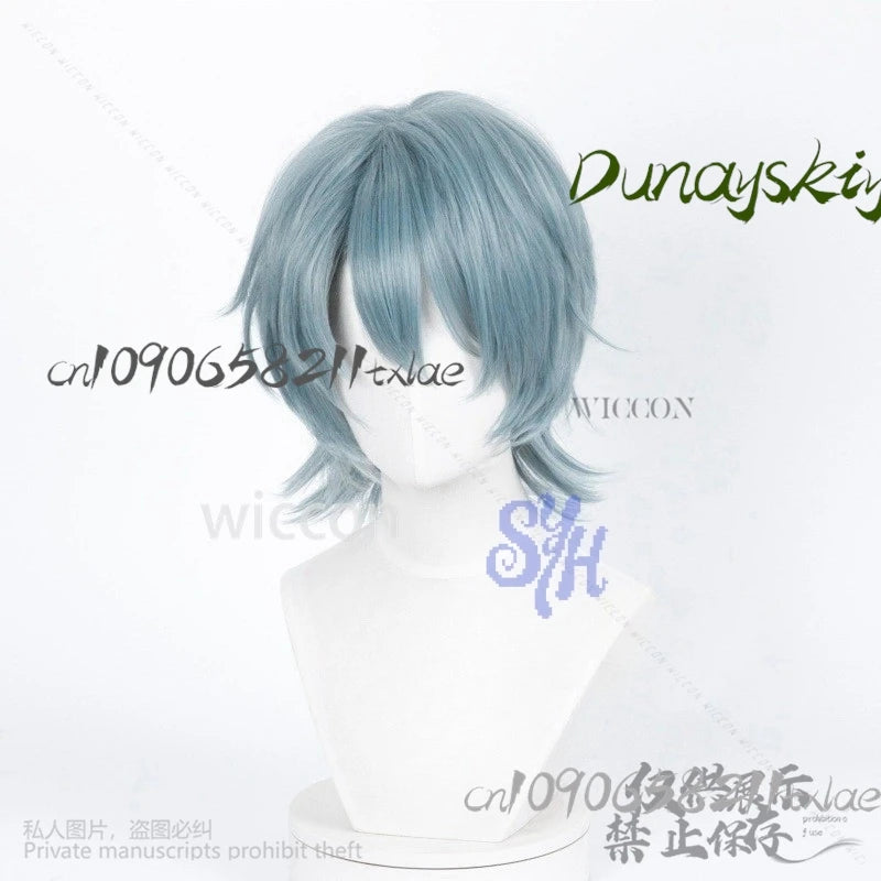 Saja Boy Mystery Huntrix KPop Demon Hunters Cosplay Purple-gray Synthetic Short Straight Hair Wigs Curling Accessories Halloween