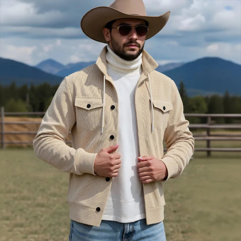 Autumn Winter New Corduroy Jacket Coat Turn-Down Collar American Retro Multi-Pocket Workwear Jacket for Men