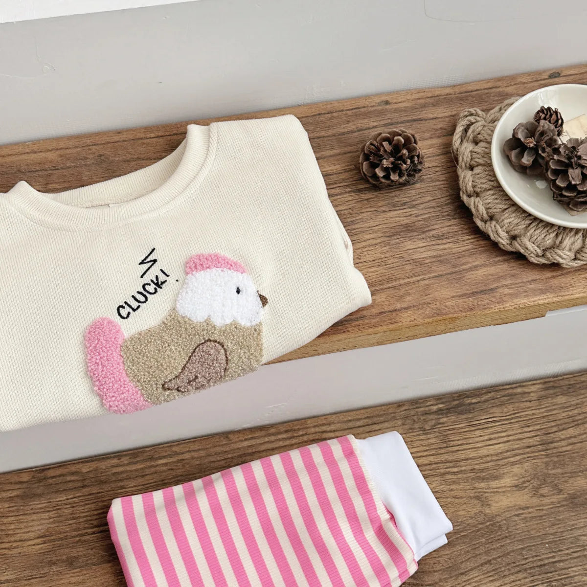 Newborn Baby Girls Clothes Set Cartoon Hen Long Sleeves Top+Pants 2Pcs Outfits Leisure Knitted Pullover Spring&Autumn Costume