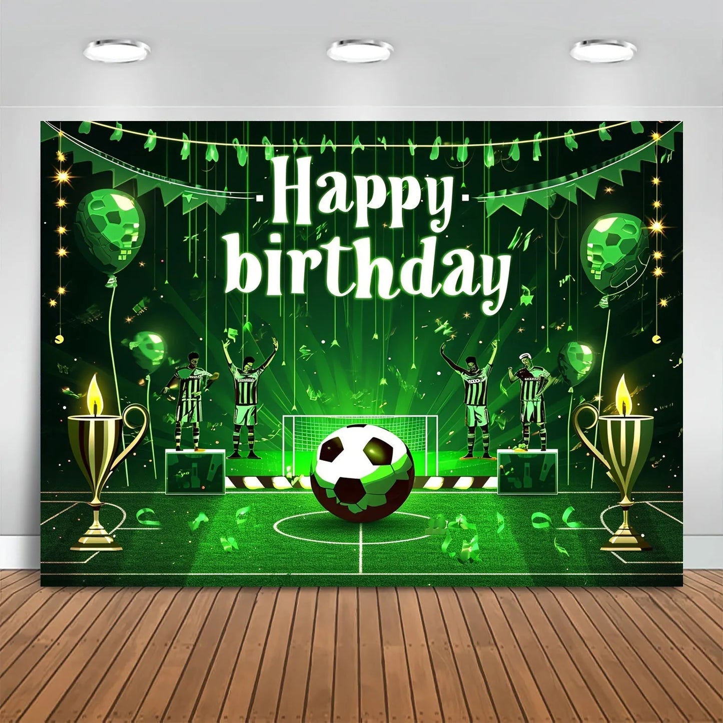 Football Backdrop Football Trophy Photo Booth Background Boy Birthday Soccer Field Sports Poster Baby Shower Decors Banner