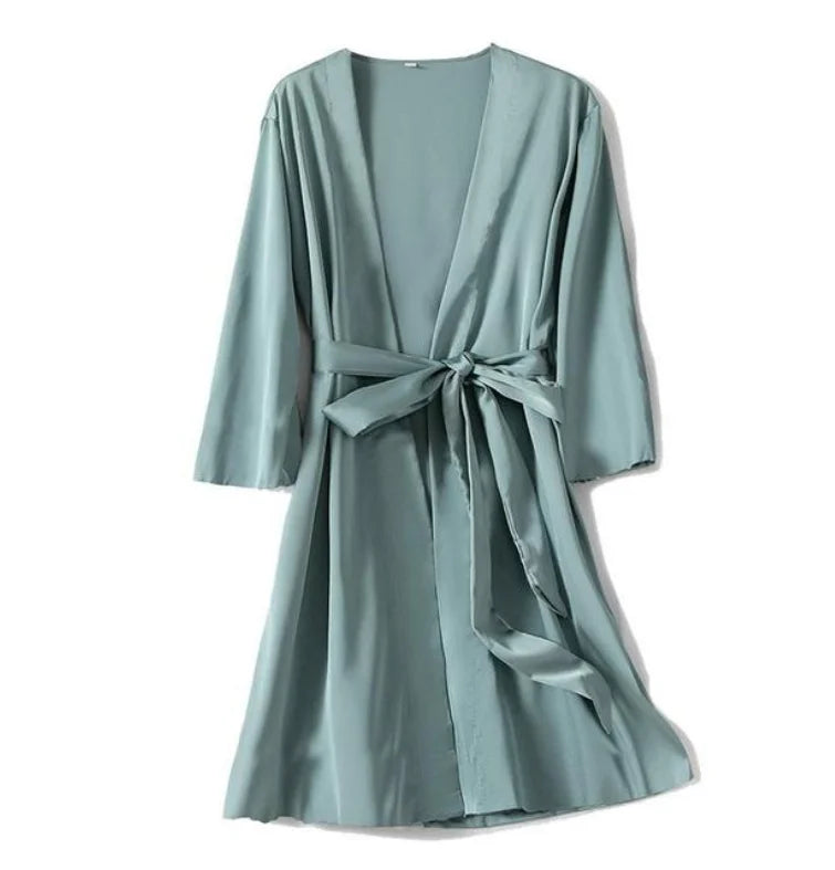 Satin Robe Female Intimate Lingerie Sleepwear Silky Bridal Wedding Gift Casual Kimono Bathrobe Gown Nightgown Sexy Nightwear