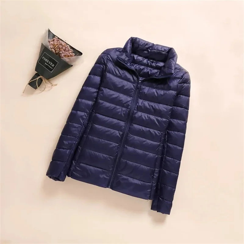 New Women Thin Down Jacket White Duck Down Ultralight Jackets Autumn Winter Puffer Jacket Warm Coats Portable Female Outwear