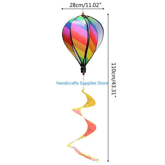 R1WA Hot Air Balloon Wind Spinner Rainbow Pinwheel Windsocks Windmill
