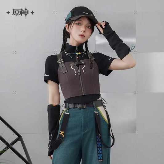 miHoYo Game Official Kinich Waistcoat Genshin Impact Kinich Theme Splicing Short Vest Clothing Coat Top Cosplay Halloween Gifts