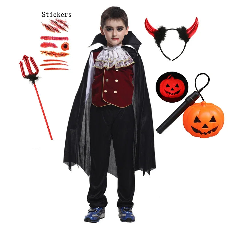 Baby Girls Halloween Ghost Bride Costume Children Cosplay Vampire Princess Dresses Kids Dress Clothes Gothic Carnival Party Gift