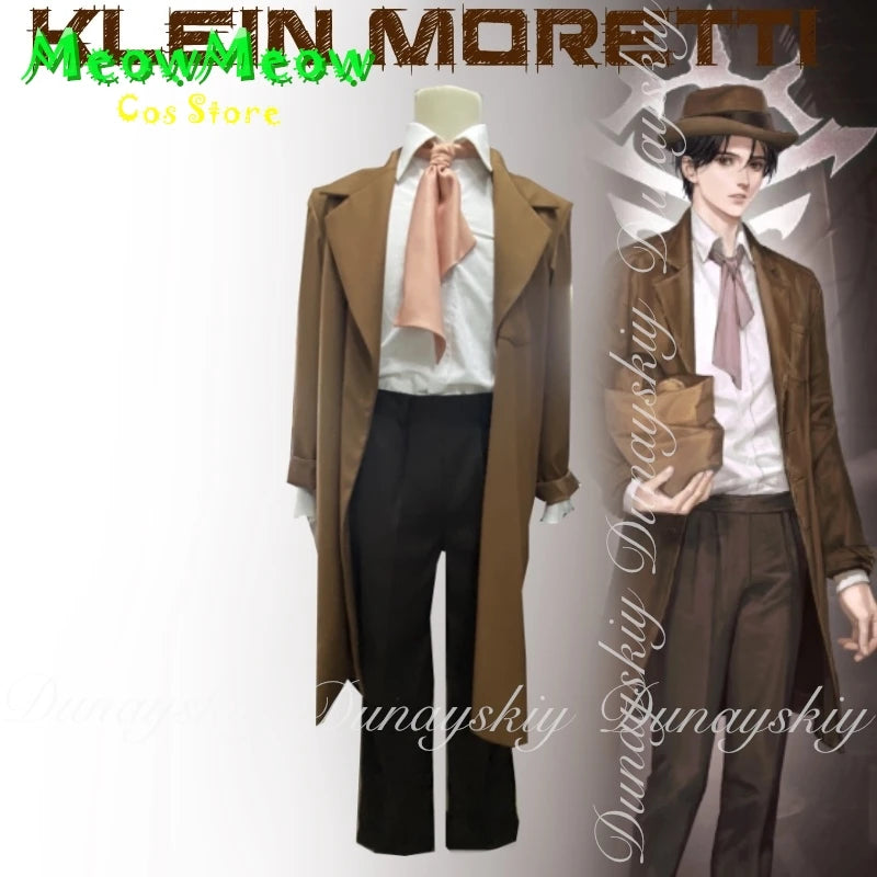 Lord of Mysteries Anime Klein Moretti Cosplay Codename Fool Brown Coat Set And Black Wig Halloween Costume Suit