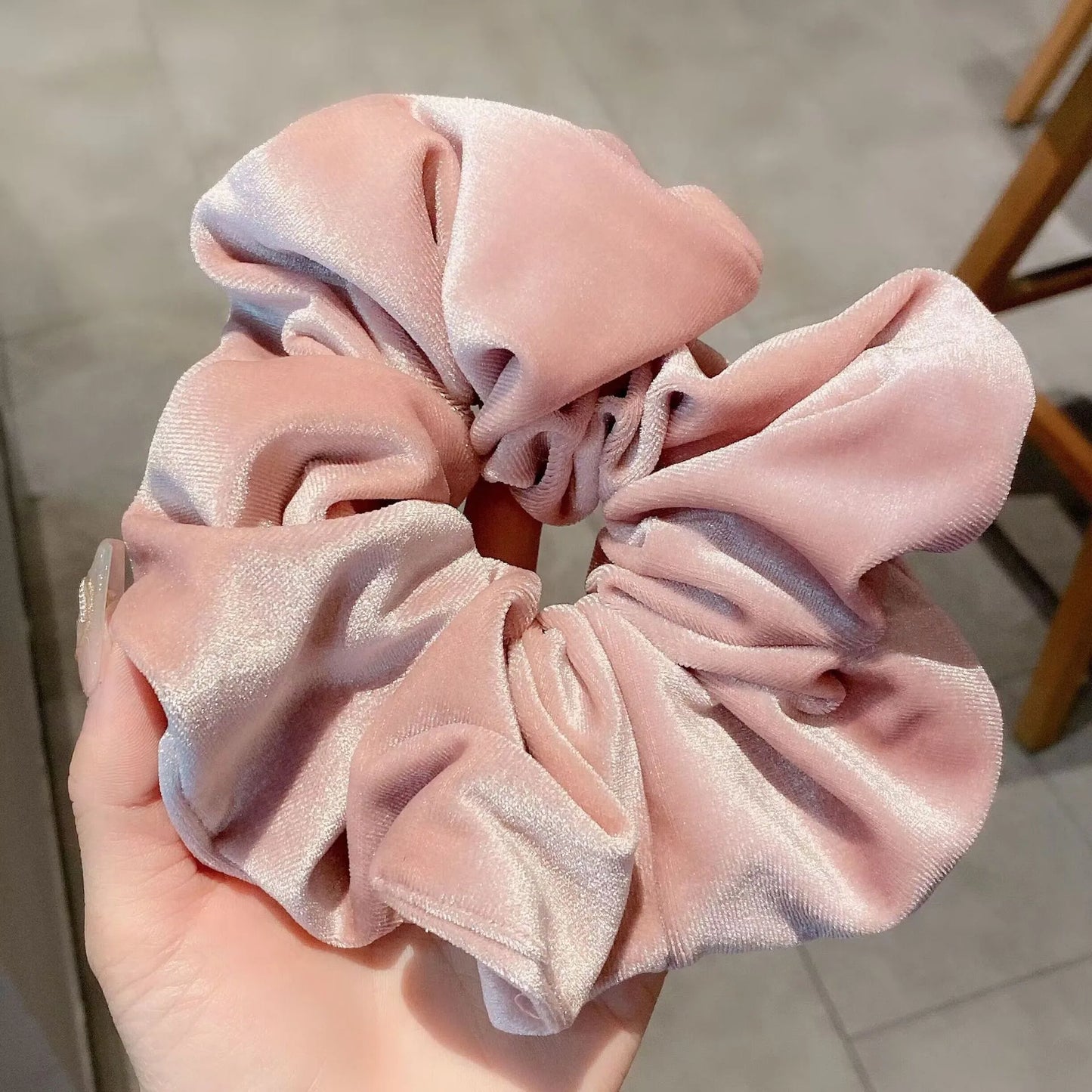 Oversize Black Velvet Scrunchies Hair Ties Women Girls Solid Rubber Big Elastic Hair Bands Rope Ponytail Hair Accessories Winter