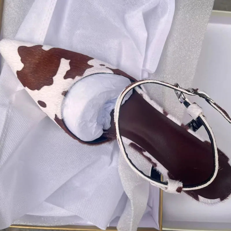 New Summer Horsehair Stiletto High Heels Sandals Women Buckle With Kitten Heel Sandals Dress Shoes Women Sandalias Female