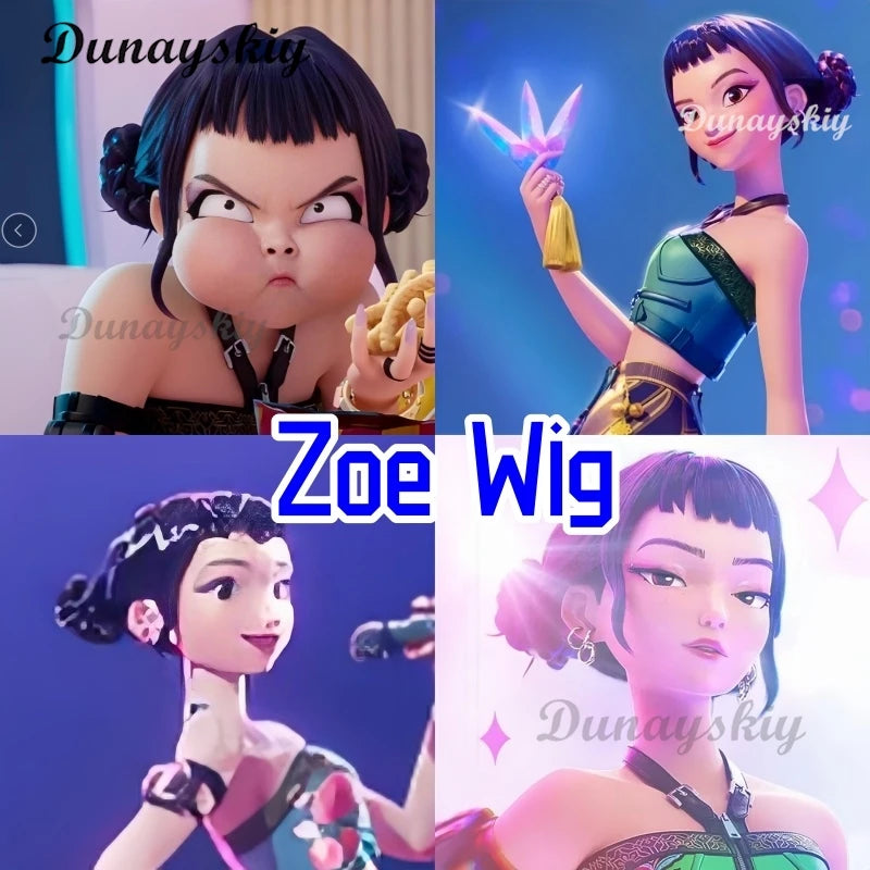 K-Pop Rumi Cosplay Wig 2025 MovieDemon Hunters Stage Lumi Mira Zoe Purple Long Wig Braid Hair Hallowen Girl Group Idol