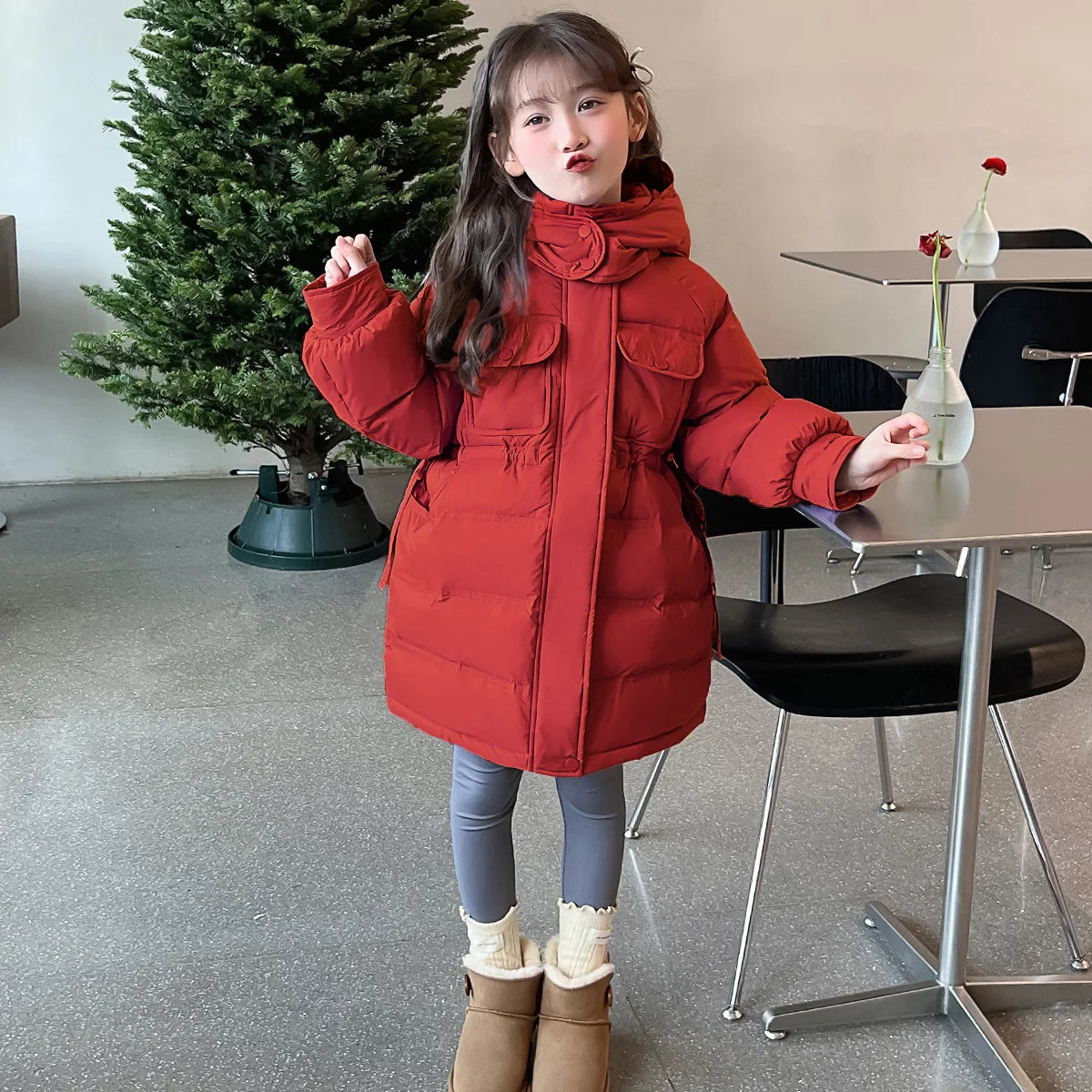Girls Cotton Clothes 2025 Autumn and Winter New Childrens Clothing Korean Girls Baby Fashion Solid Color Down Cotton Clothes