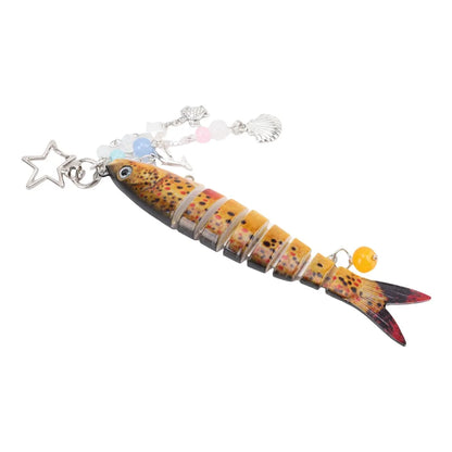 Funny ABS Fish Keychain Multi-Segmented 3.94in Fish Key Ring Lifelike Detail Creative Shape Fishing Lure Keychain For Bag