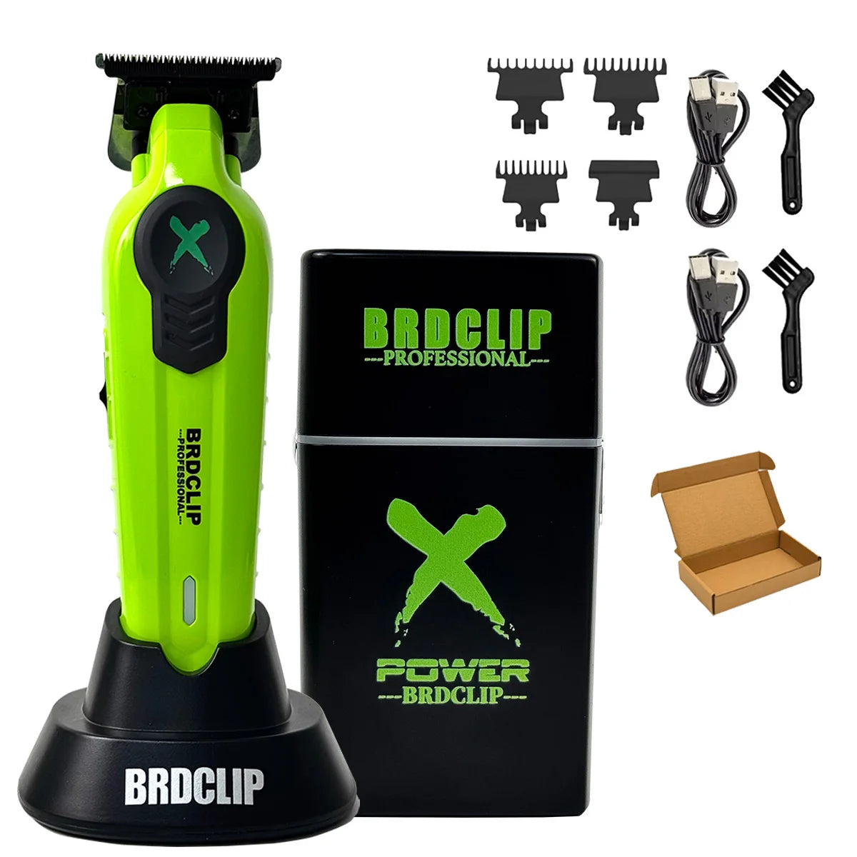 Professional Barber Set BRDCLIP FA1T 2PCS SET Green 7700RPM 8200RPM High Power Speeding Hair Trimmer Machine with Charge FOR MEN