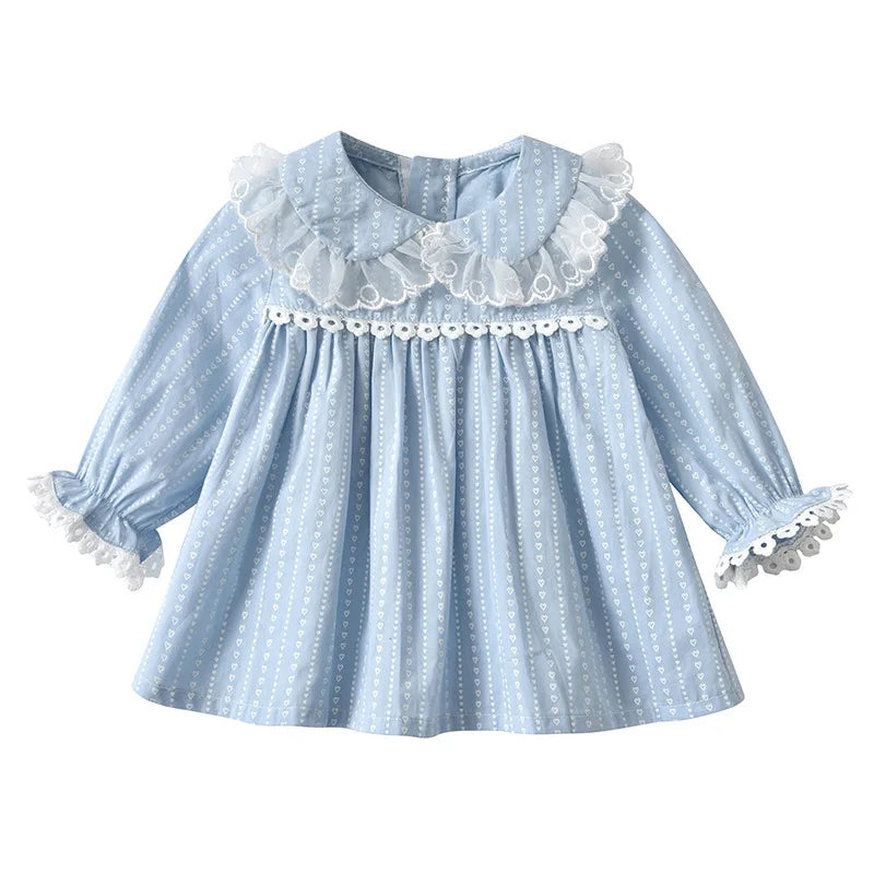 2025 New Children's Set Spring and Autumn Girls' Set Long Sleeve Cotton Blue Top Long Pants Girls' Clothes