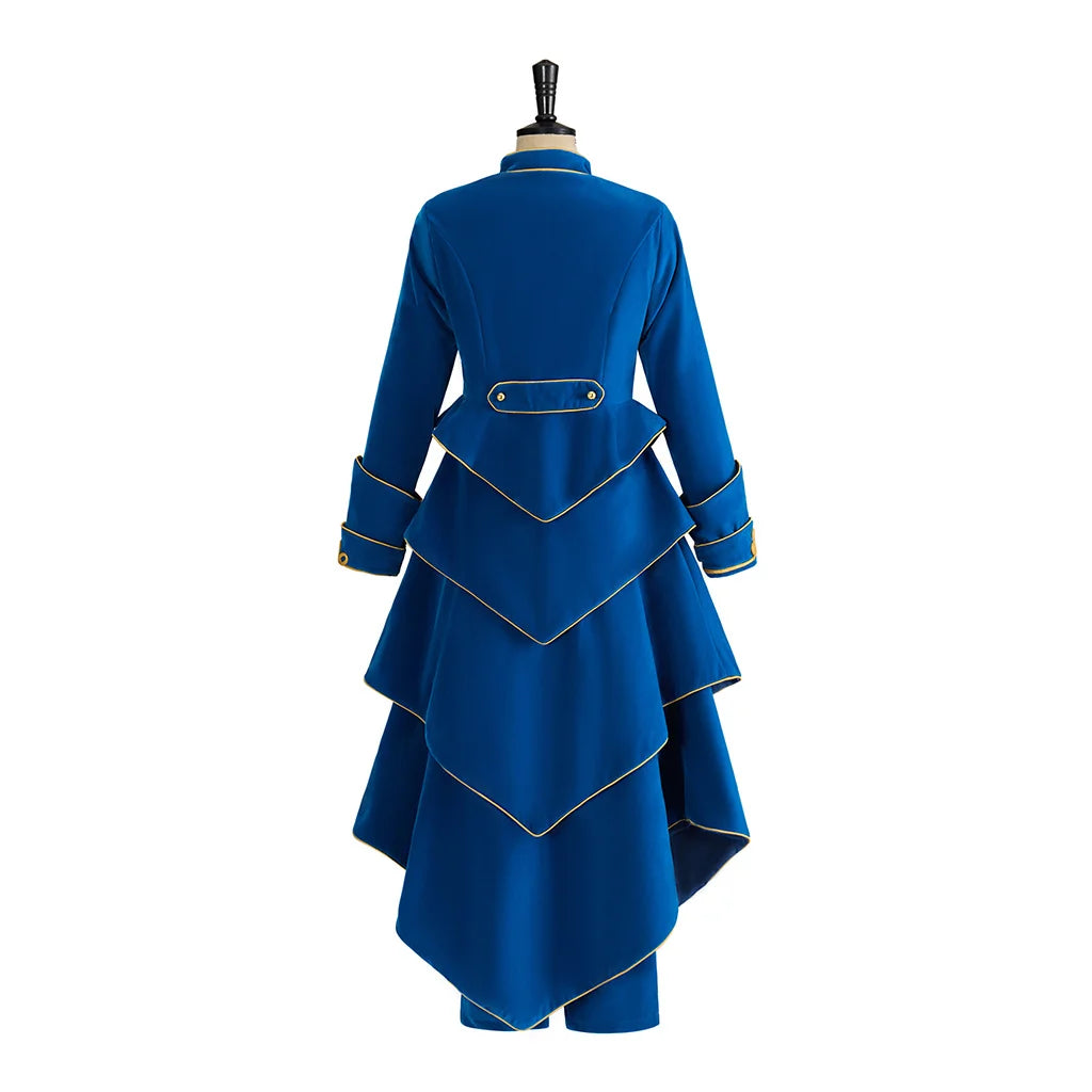 TV Doctor Devil Chord Cosplay Costume Dress Suit Chord Blue Gothic Outfits Coat Skirt Pants Set Women Steampunk Military Suit