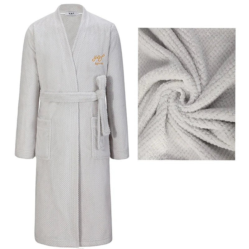 Winter New Couple Sleepwear Bathrobe Male Coral Fleece Yukata Nightwear Sexy Women's Home Clothes Flannel Absorbent Lingerie 3XL