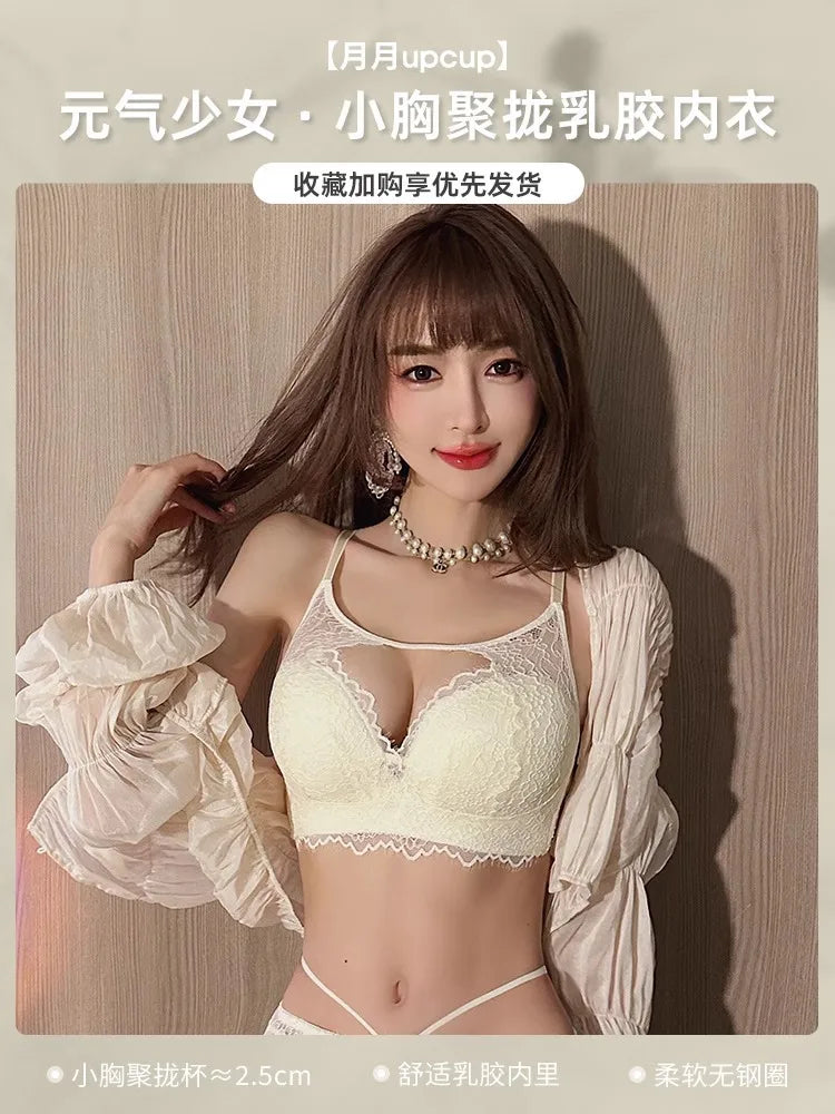 French Sexy Lace Lingerie, Women's Anti-sagging and Beautiful Back Bra Without Underwire  Bra for Women