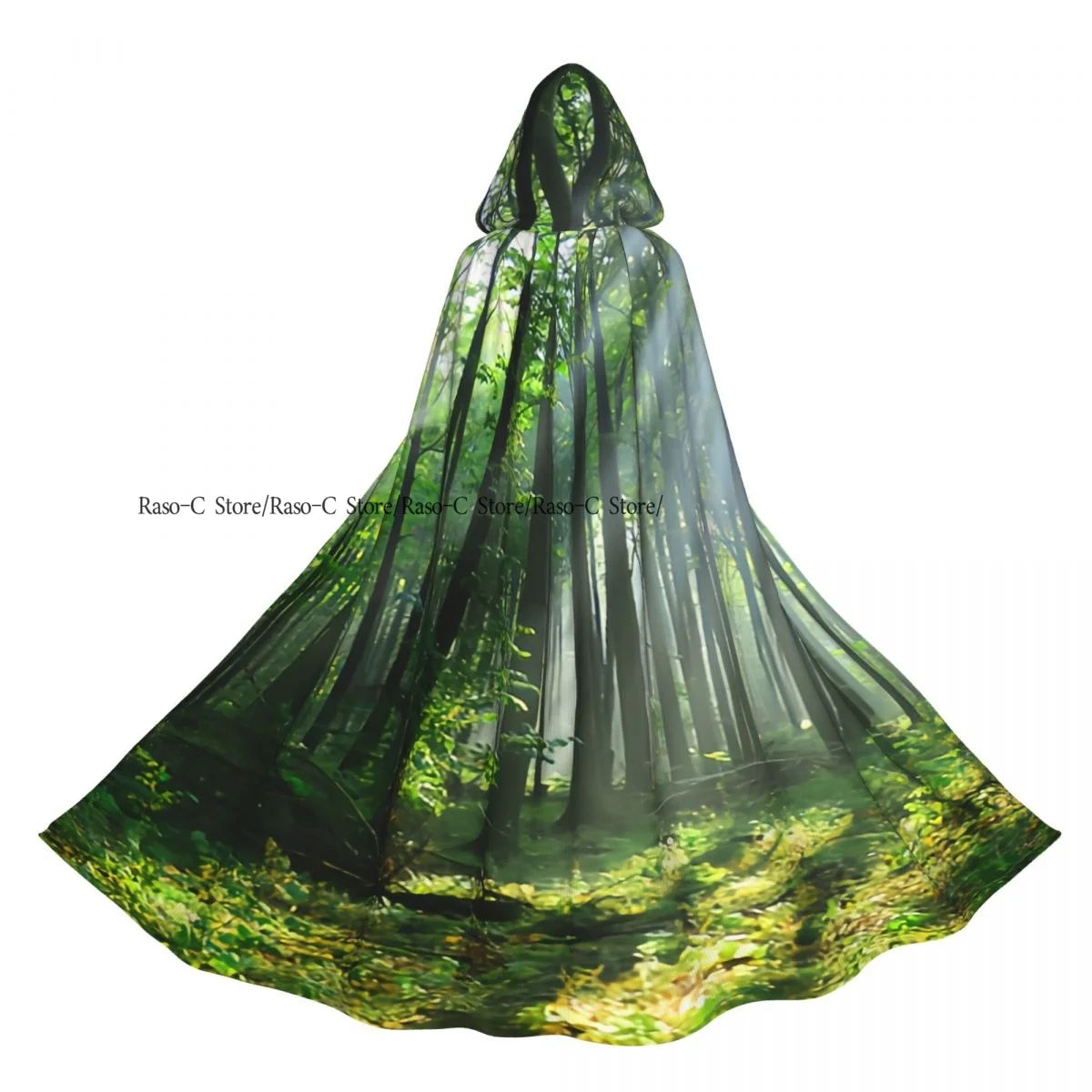 Unisex Adult Morning In The Forest Freshness Natural Environment Print Cloak with Hood Long Witch Costume Cosplay