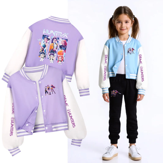 KPop Demon Hunters Kids Huntrix SAJABOYS Clothes Spring Autumn Girls Baby Casual Hoodies Children Costume Boys Baseball Uniform