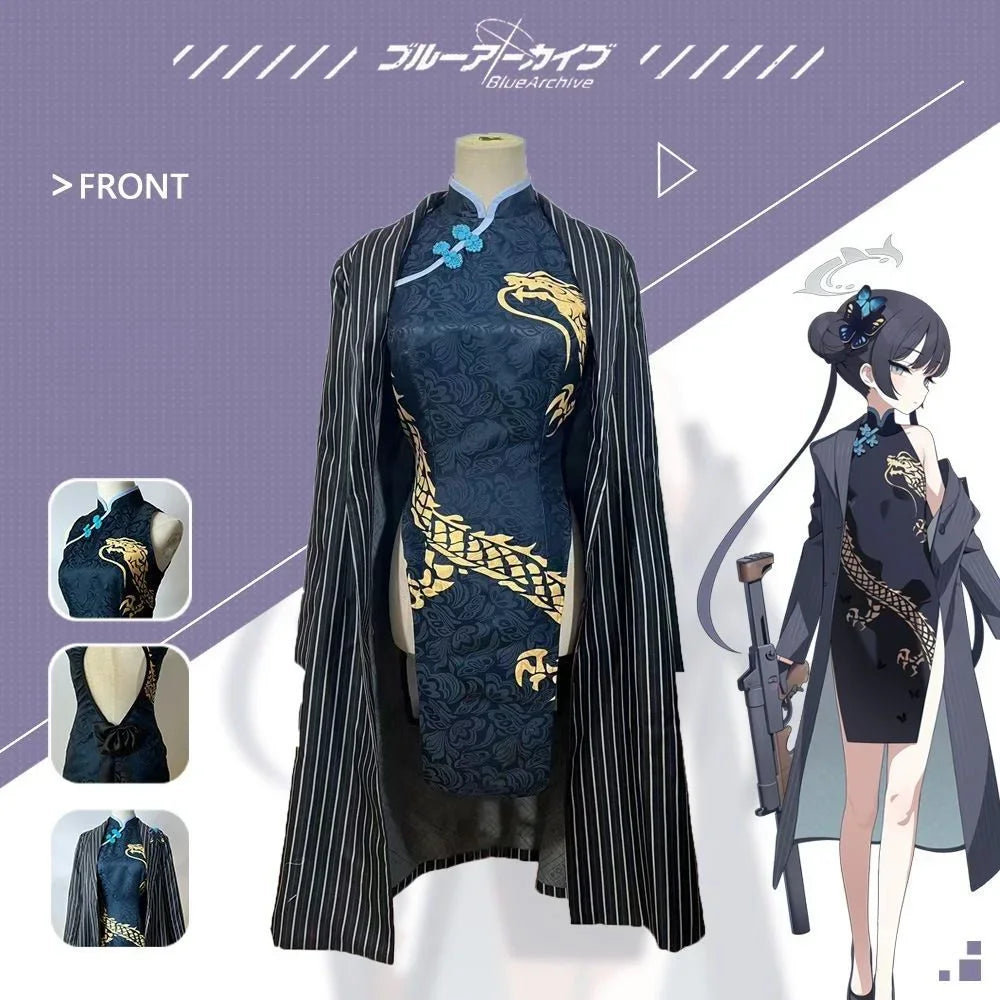 New Game Blue Archive Ryuge Kisaki Cosplay Women Cheongsam Costume Adult Uniform Coat Full Accessories Set Suit Cute Outfits