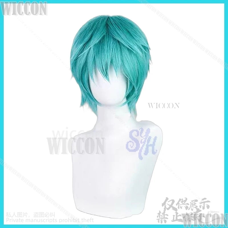 Anime Movie Demon Hunters Saja Boy Cosplay Baby Kpop Group Y2K Fashion Wig Heat Resistant Halloween Short Blue Green Hair Cos