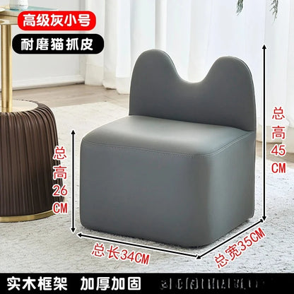 household high-end living room luxury shoe change stool with backrest footstool sofa hair stool