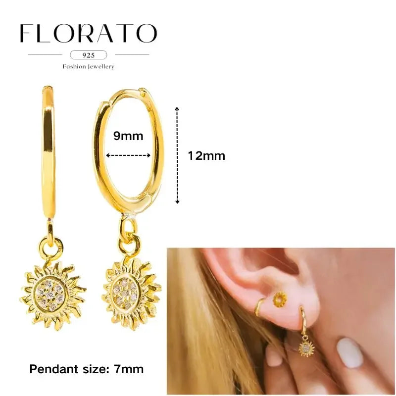 925 Sterling Silver Ear needle European And American Style Hoop Earrings Round square Pendientes Fashion For Women Birthday Gift