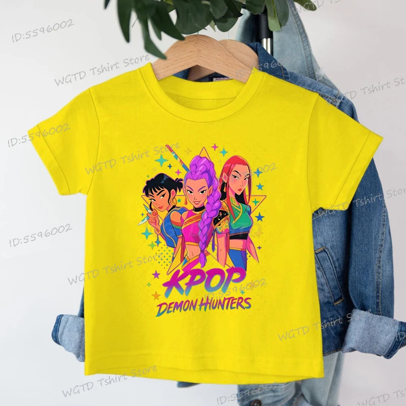 Children's Clothing KPop Demon Hunters Fashion Casual Tops 2025 Hot Movie Soft Cotton Baby Girls T Shirt Fans Gifts Kids Clothes