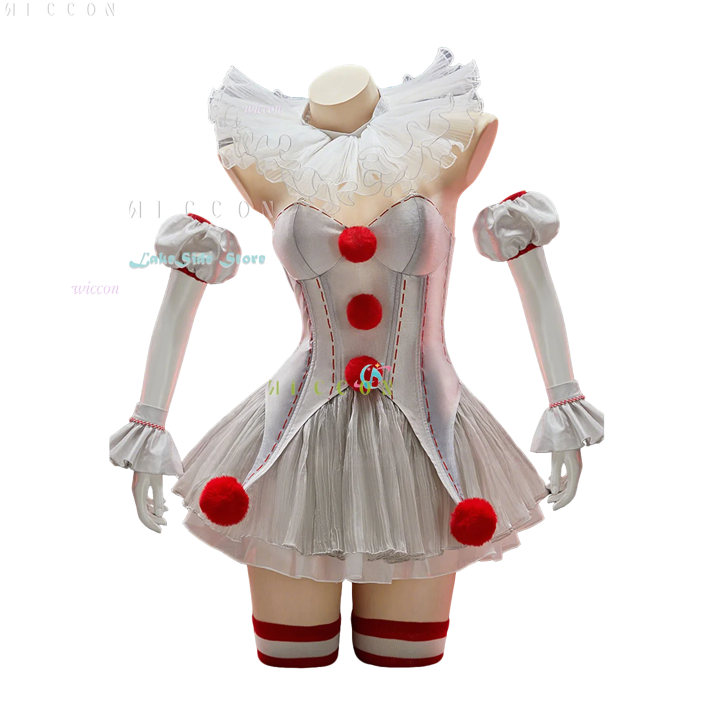 Halloween Movie Clown Pennywise Dress Cosplay Costume Wig Genderswap Horror Scary Sexy Dress Up Women Carnival Party Outfit