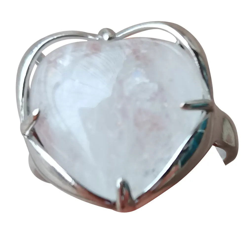 Tiger Eye Unakite Malachite Howlite Crystal Blue Sand Goldstone Aventurine Carnelian  Heart Bead Art Ring PWB918