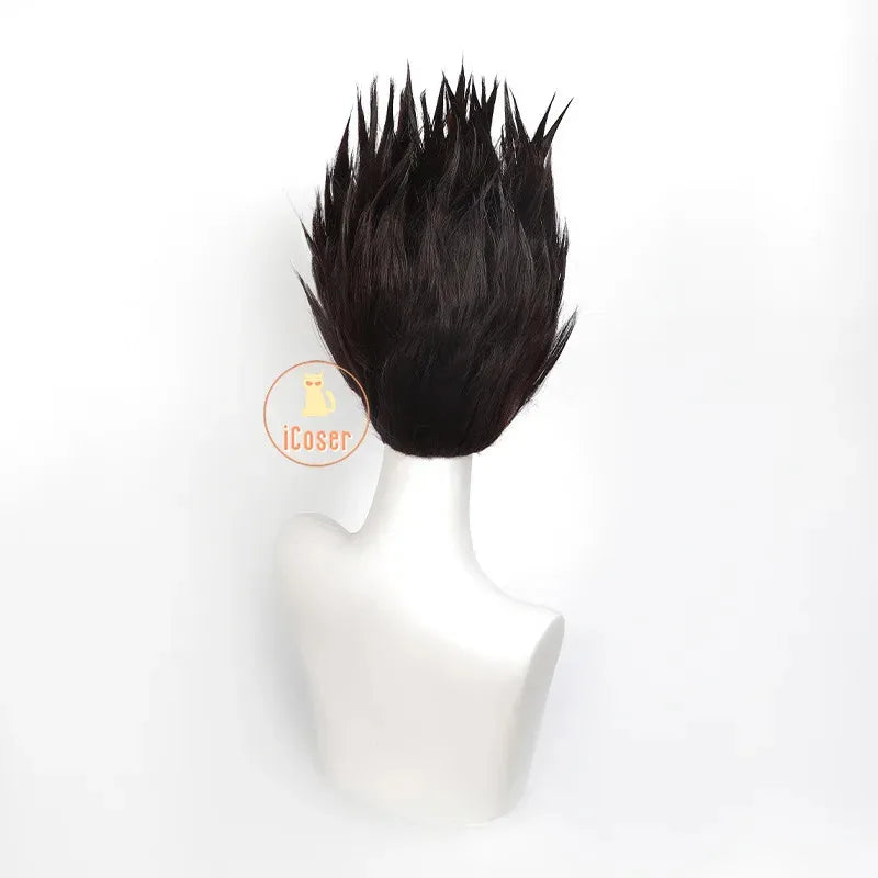 asdh8@Anime Sakamoto Days Heisuke Mashimo Cosplay Wig Spiky Dark Brown Hair Halloween Party for Women Men Boys Props Carnival iC