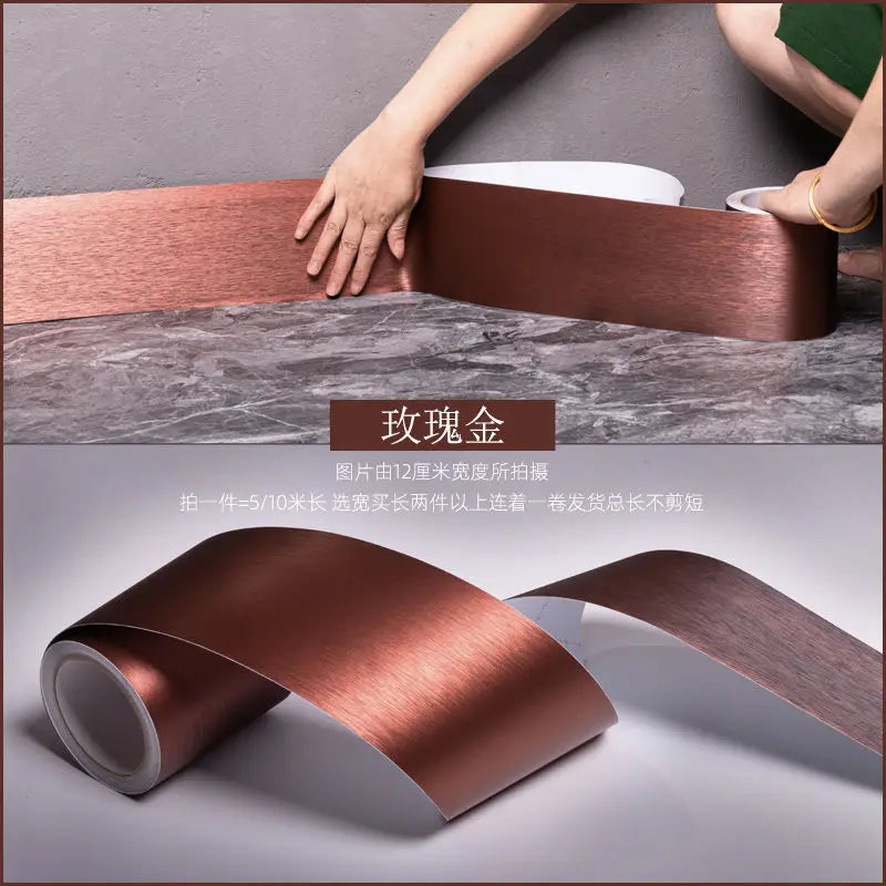 Thickened Brushed Imitation Metal Sticker Self-adhesive Skirting Line Wall Sticker Door Frame Renovation Decoration Self Pasting