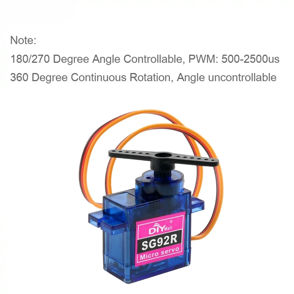 4PCS 9g SG92R Micro Servo Plastic Gear Mini Steering Gear 180/270/360 Degree Carbon Brush Motor for RC Airplane Helicopter Car