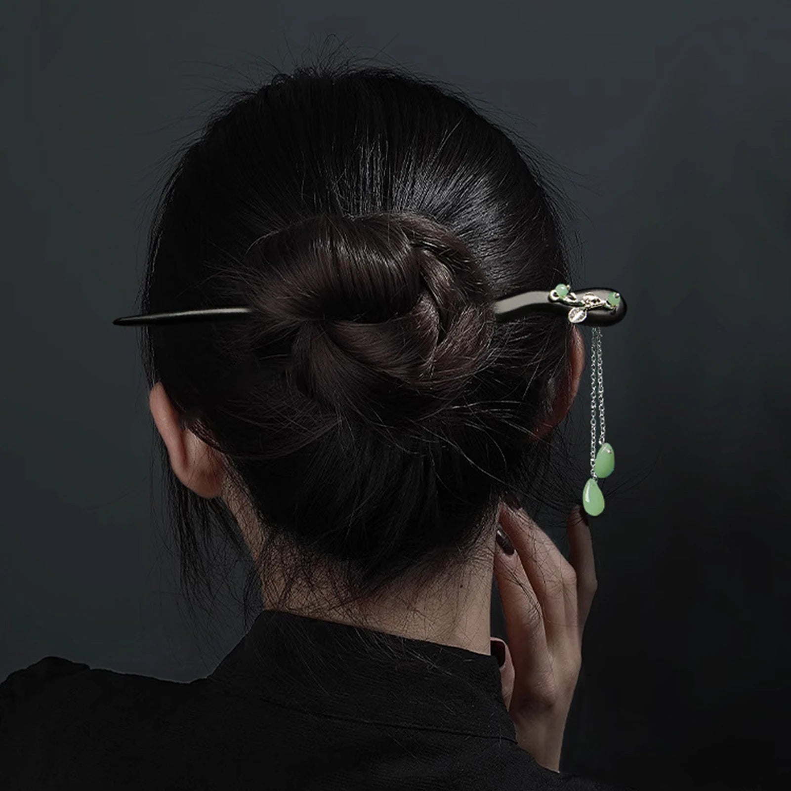 Vintage Tassel Hairpin Retro Wooden Leaf Shaped Hair Stick Forks Chiense Cheongsam Decor Hair Bun Jewelry Retro Hanfu Headwear
